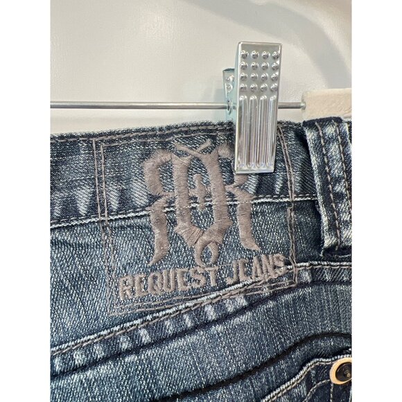 Request Jeans Size 34x34 Mid Rise Blue Denim Classic 5 Pockets Classic Fit Retro - Picture 3 of 8